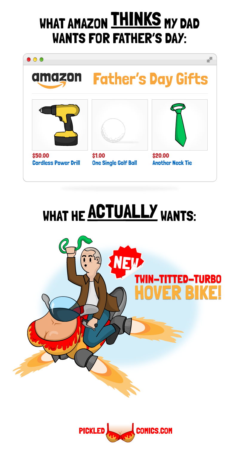 Buy your dad what he really want's for Fathers Day. The brand new Twin-Titted-Turbo Hover Bike!